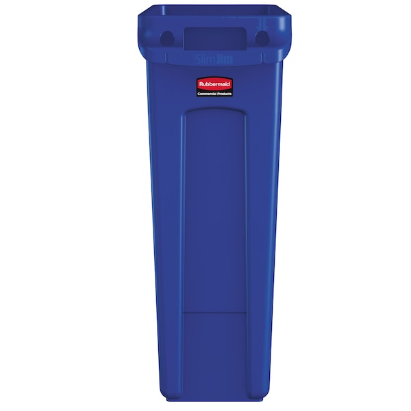 Slim Jim Recycling Container W/Venting Channels, Plastic, 23 Gal, Blue